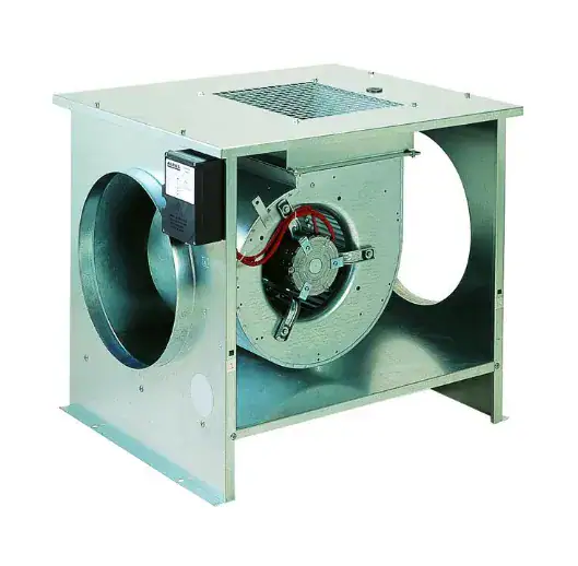 Ventilateur industriel métallique pour circulation d'air.