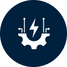 Icône d'engrenage électrique bleu